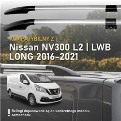 Split roof rails for Nissan NV300 I X82 L2 LWB 2016-2021 Solid Aluminum Pl