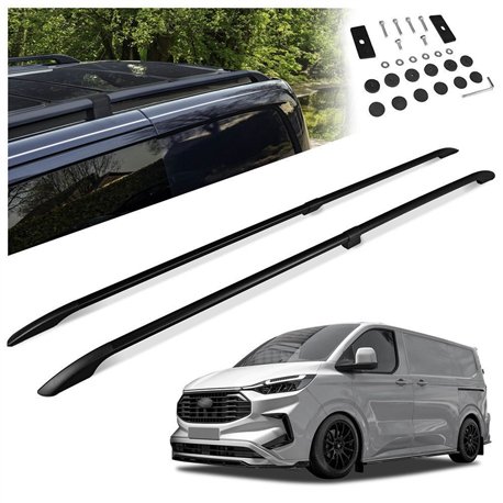Split roof rails for Ford E-Transit Custom I V710 L2 LWB 2023- Solid Alumi