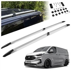 Split roof rails for Ford Transit Custom II V710 L2 LWB 2023- Solid Alumin