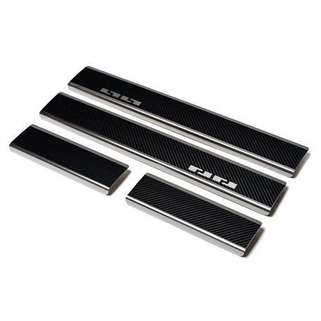Sill trims for KGM Rexton I YK Y400 2025- Black Silver steel carbon-style