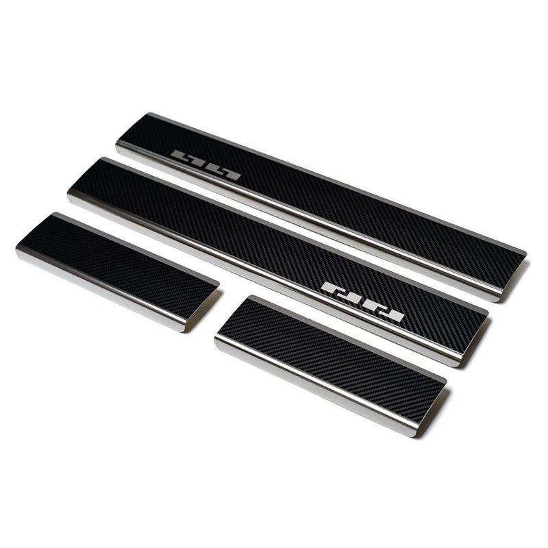 Sill trims for KGM Rexton I YK Y400 2025- Black Silver steel carbon-style