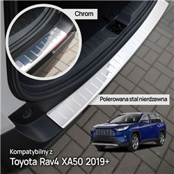 Rear bumper trim for Toyota RAV4 (XA50) 2019-2026 | Chrome steel