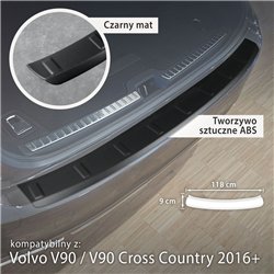 Rear bumper trim for Volvo V90 Station Wagon II V542 P 2016-2025 Black ABS