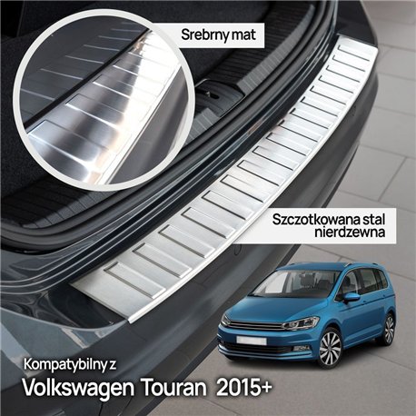 Rear bumper trim for Volkswagen VW Touran II (5T) 2015- | Silver steel