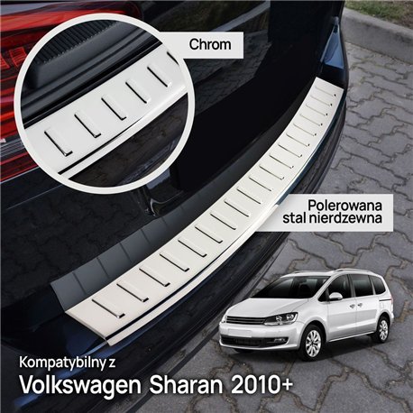 Rear bumper trim for Volkswagen VW Sharan II (7N) 2010-2022 | Chrome steel