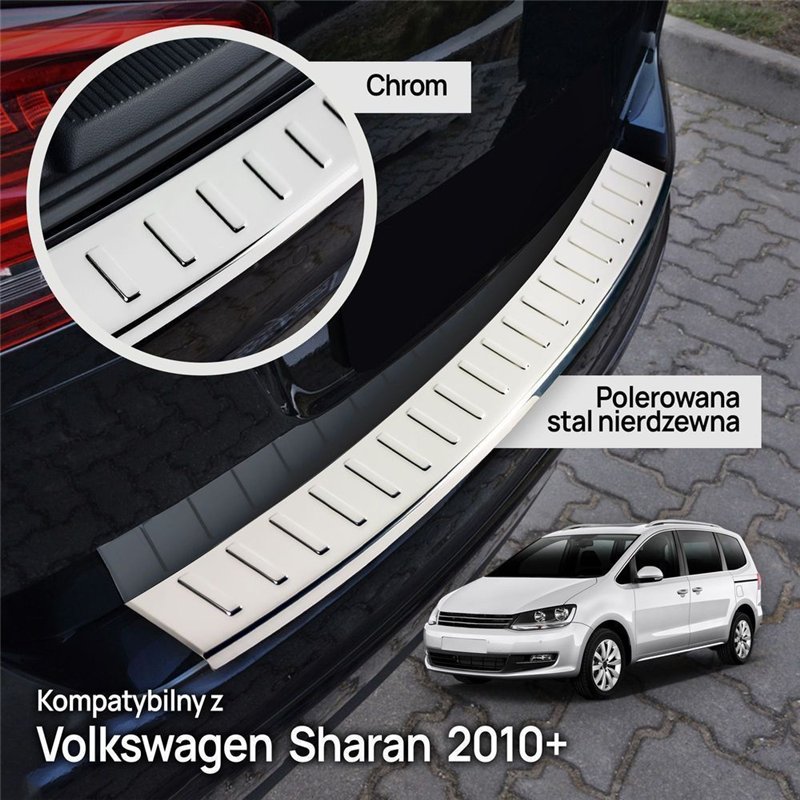 Rear bumper trim for Volkswagen VW Sharan II (7N) 2010-2022 | Chrome steel
