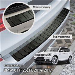 Rear bumper trim for BMW X3 (F25) FL 2014-2017 | Black steel