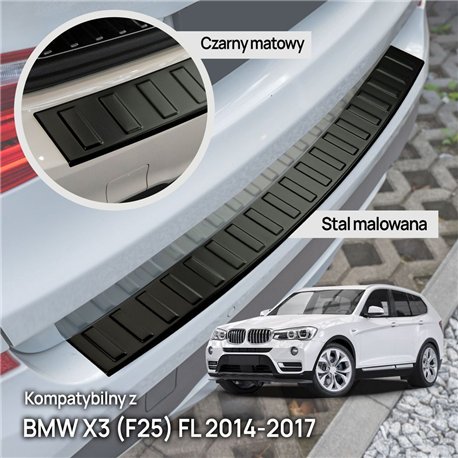 Rear bumper trim for BMW X3 (F25) FL 2014-2017 | Black steel