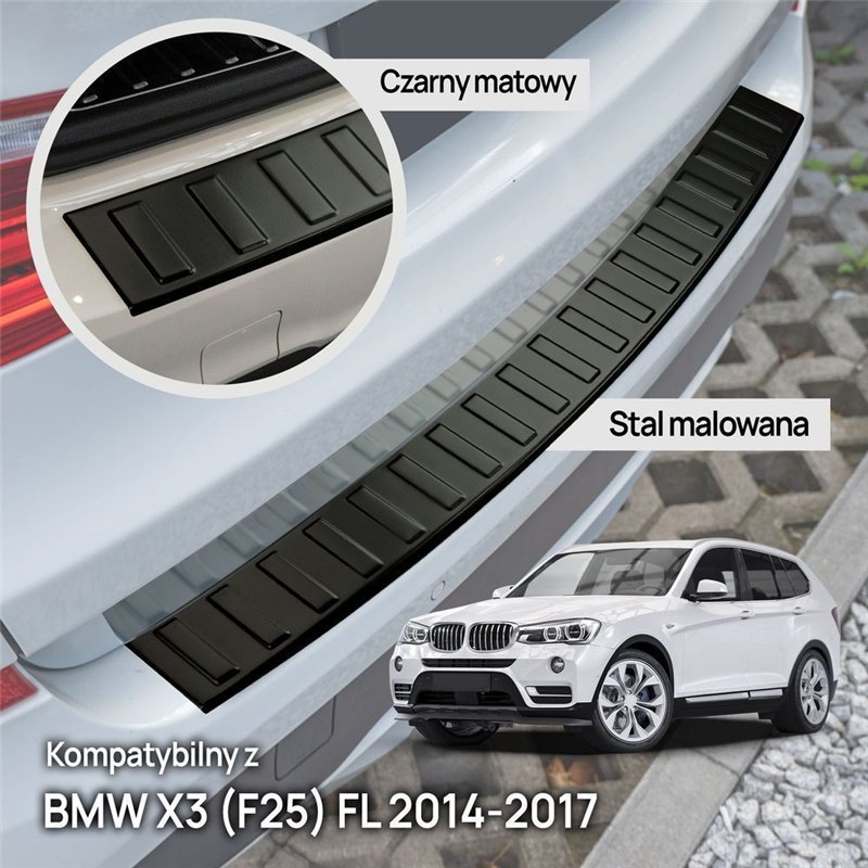 Rear bumper trim for BMW X3 (F25) FL 2014-2017 | Black steel