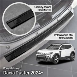 Rear bumper trim for Dacia Duster III DJF 2024- Black chrome steel Piano