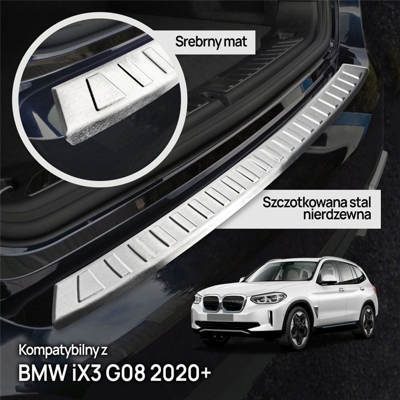 Listwa tylnego zderzaka do BMW iX3 (G08) 2021- | Srebrny stal