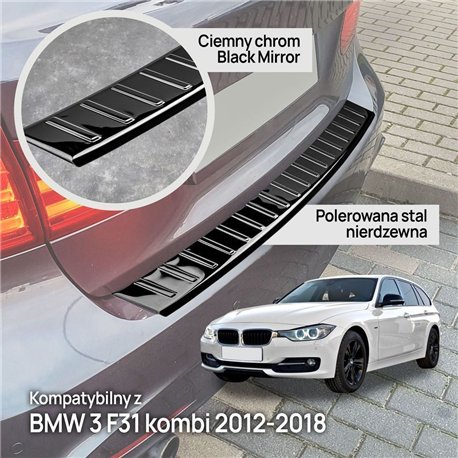 Rear bumper trim for BMW 3 Series Touring Station Wagon F31 2012-2019 stee