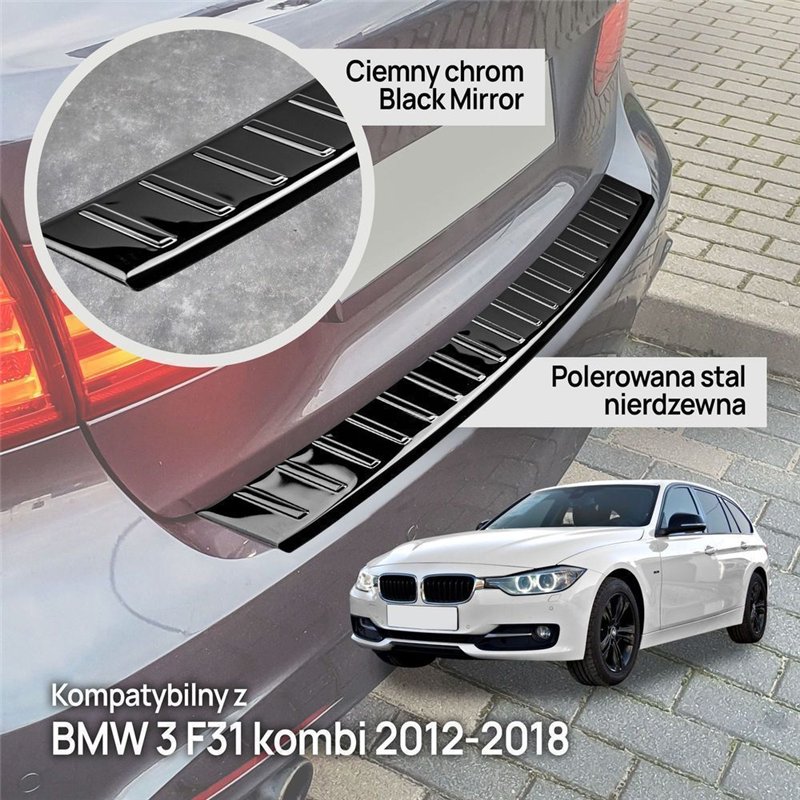 Rear bumper trim for BMW 3 Series Touring Station Wagon F31 2012-2019 stee
