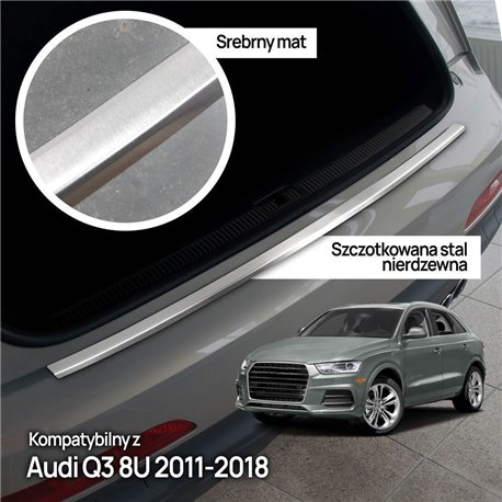 Rear bumper trim for Audi Q3 I (8U) 2011-2018 | Silver steel