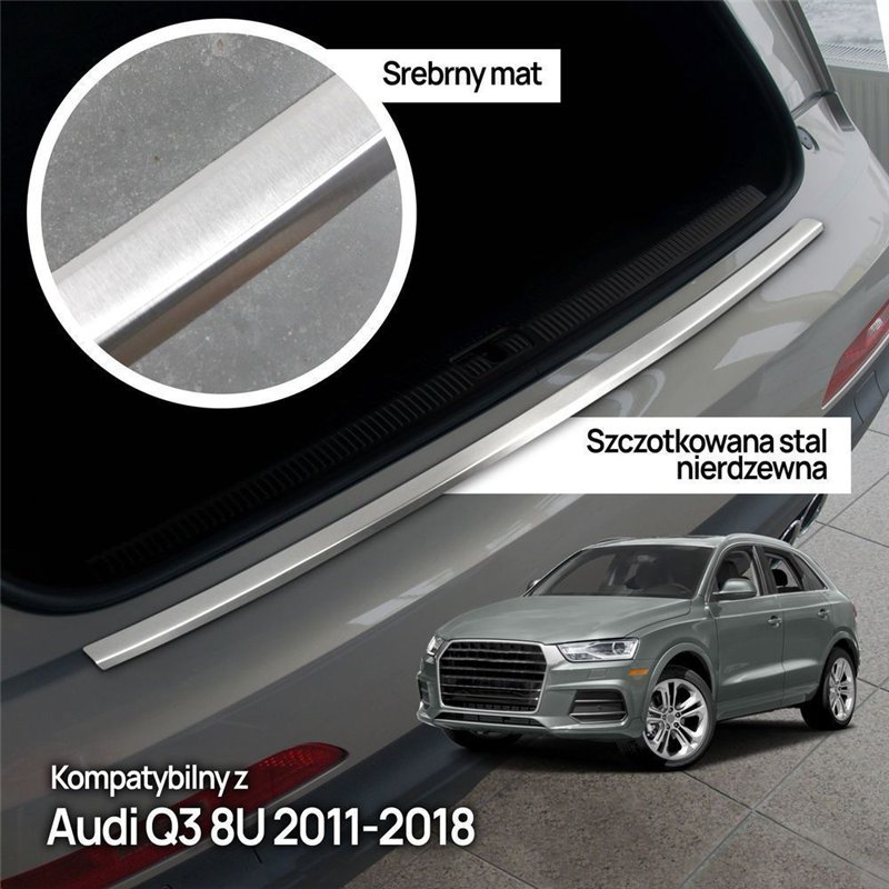 Rear bumper trim for Audi Q3 I (8U) 2011-2018 | Silver steel