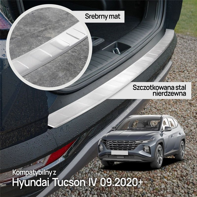 Rear bumper trim for Hyundai Tucson IV (NX4E) 2020- | Silver steel
