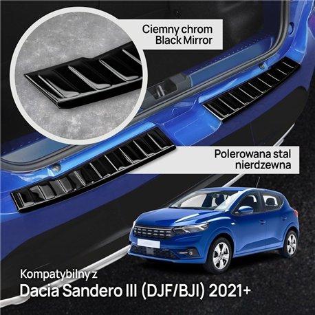 Rear bumper trim for Dacia Sandero Hatchback III DJF/BJI 2021- steel Piano