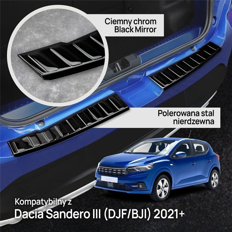 Rear bumper trim for Dacia Sandero Hatchback III DJF/BJI 2021- steel Piano