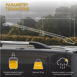 Relingi dachowe dzielone Volkswagen VW Caddy III 2K FL L2 Maxi 2010-2015