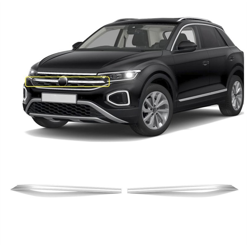 Front grille trims for Volkswagen VW T-Roc I A11/D11 FL 2022- Chrome steel