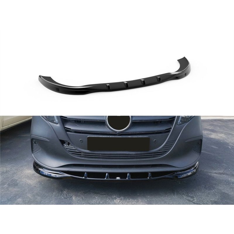 Front splitter for Mercedes eVito (W447) FL 2024- | Black ABS plastic Shiny