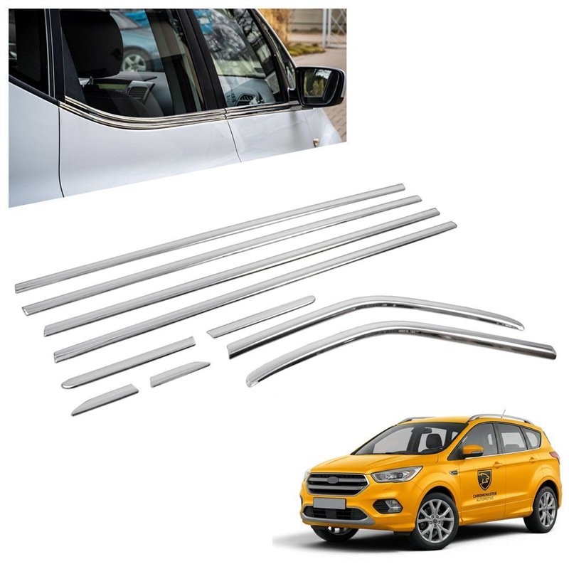 Lower side window trims for Ford Kuga II C520 DM2 2013-2019 Chrome steel