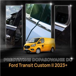 Lower side window trims for Ford Transit Custom II V710 2023- Chrome steel