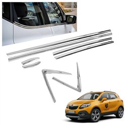 Lower side window trims for Opel Mokka A J13 PRE-FL 2012-2016 Chrome steel