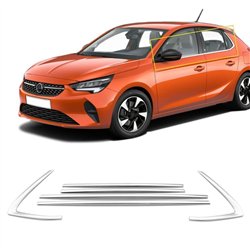 Window trims for Opel Corsa Hatchback F (G2J0 | U) 2019- Chrome steel
