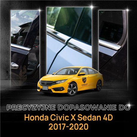 Lower side window trims for Honda Civic Sedan X FC 4D 2017-2020 steel