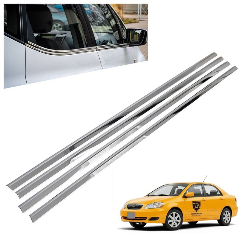 Lower side window trims for Toyota Corolla Sedan IX E120 4D 2002-2007 stee
