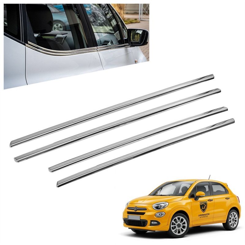 Lower side window trims for Fiat 500X I (334) 2015- | Chrome steel