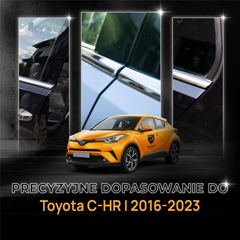 Lower side window trims for Toyota C-HR I AX10/AX50 2016-2023 Chrome steel