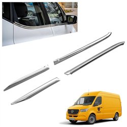 Lower side window trims for Mercedes Sprinter W907 W910 2018- Chrome steel