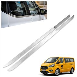 Lower side window trims for Ford Tourneo Custom II V710 2023- Chrome steel