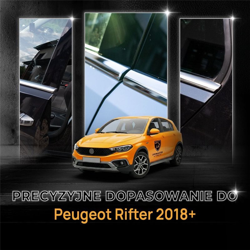 Listwy pod szyby boczne do Peugeot Rifter I (K9) 2018- | stal