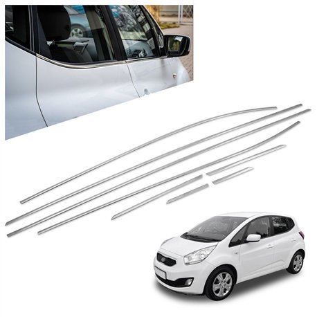 Listwy pod szyby boczne do KIA Venga (YN) 2010-2019 | Chrom stal