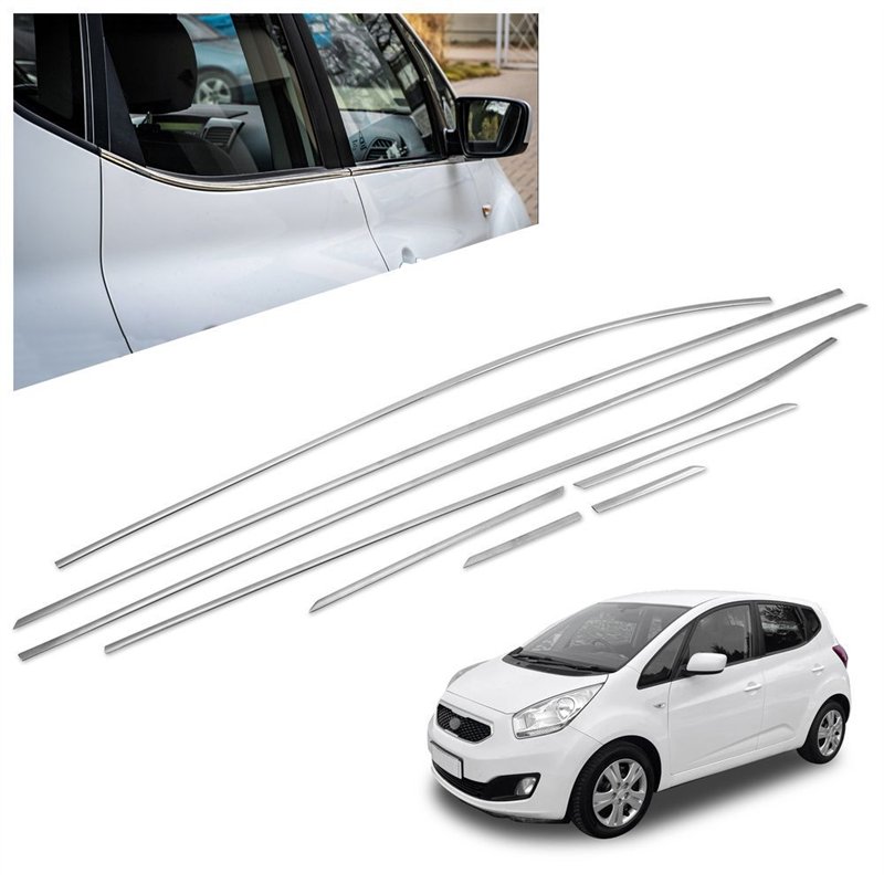 Listwy pod szyby boczne do KIA Venga (YN) 2010-2019 | Chrom stal