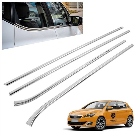 Listwy pod szyby boczne Peugeot 308 Hatchback II T9 5D 2013-2021 stal