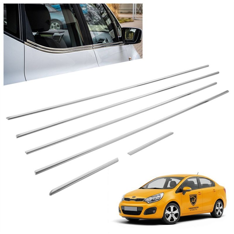 Lower side window trims for KIA Rio Sedan III UB 4D 2011-2017 Chrome steel