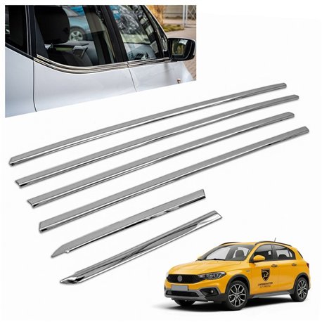 Lower side window trims for Fiat Egea Cross I (356) 2020- | Chrome steel