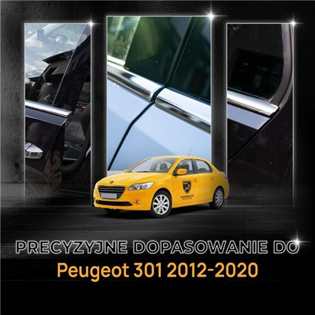 Listwy pod szyby boczne do Peugeot 301 Sedan I 2012-2020 | stal