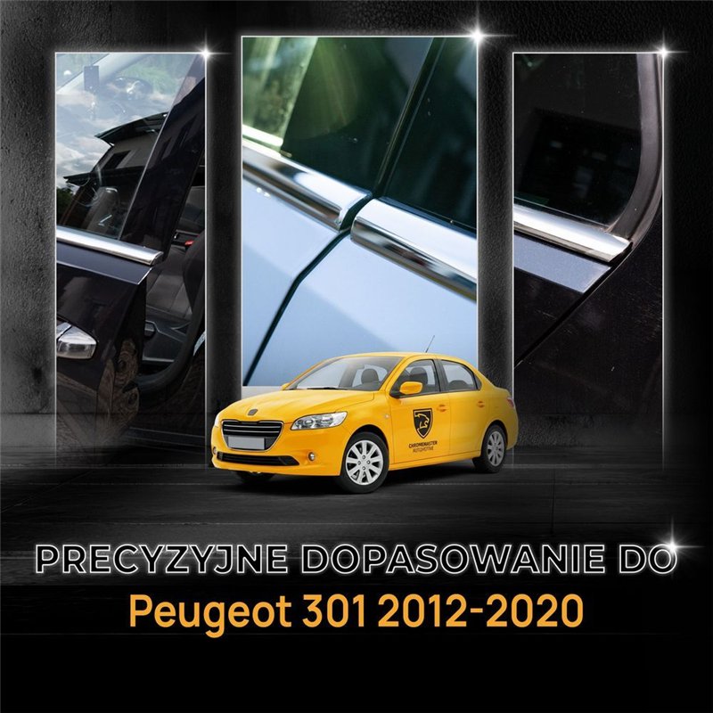 Listwy pod szyby boczne do Peugeot 301 Sedan I 2012-2020 | stal