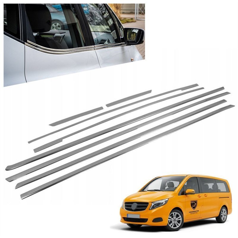 Lower side window trims for Mercedes V-Class W447 L2 LWB 2014- steel