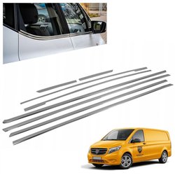Lower side window trims for Mercedes Vito W447 L2 LWB 2014- Chrome steel