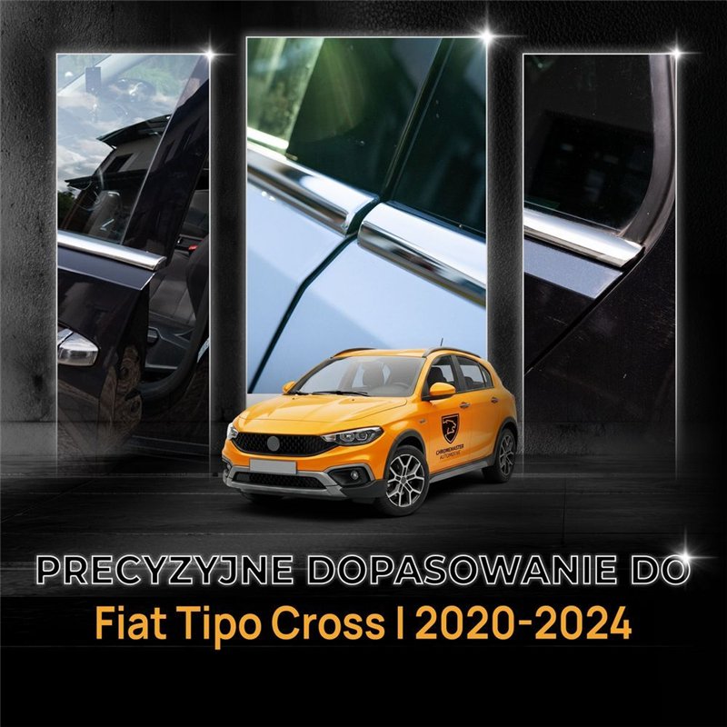 Lower side window trims for Fiat Tipo Cross I 356 2020-2024 Chrome steel