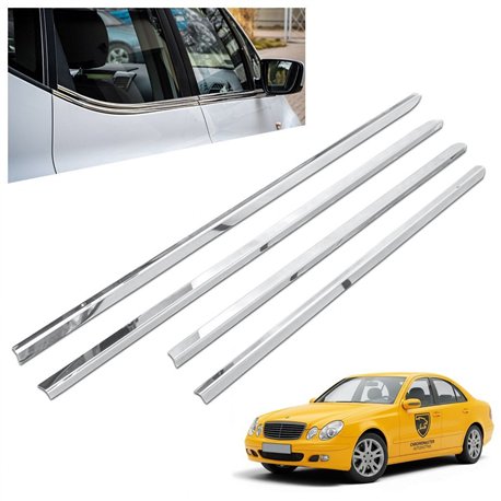 Listwy pod szyby boczne Mercedes E-Klasa Sedan W211 4D 2002-2009 stal