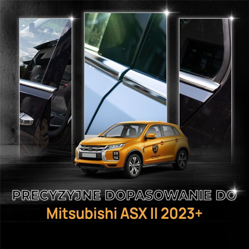 Lower side window trims for Mitsubishi ASX II (RJB) 2023- | Chrome steel