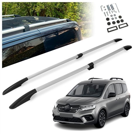 Split roof rails for Renault Kangoo III LONG 2021- | Solid Aluminum Plastic