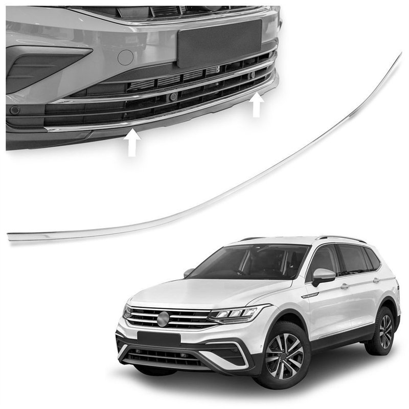 Front bumper grille trim for Volkswagen VW Tiguan II FL 2020-2024 | steel